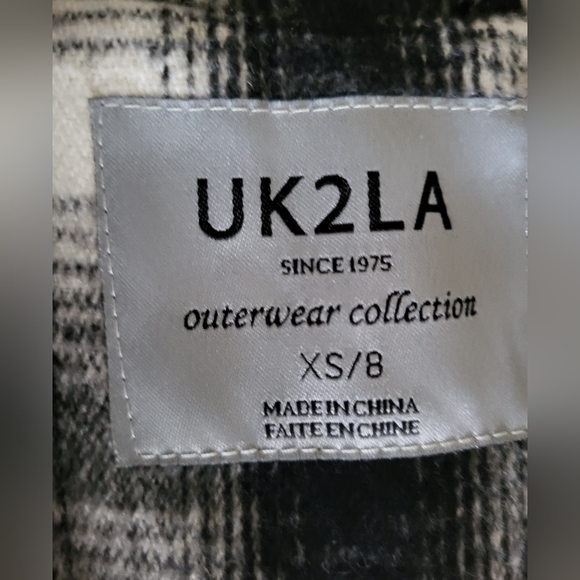 Wool Blend black/off white Plaid Coat XS - Picture 3 of 7